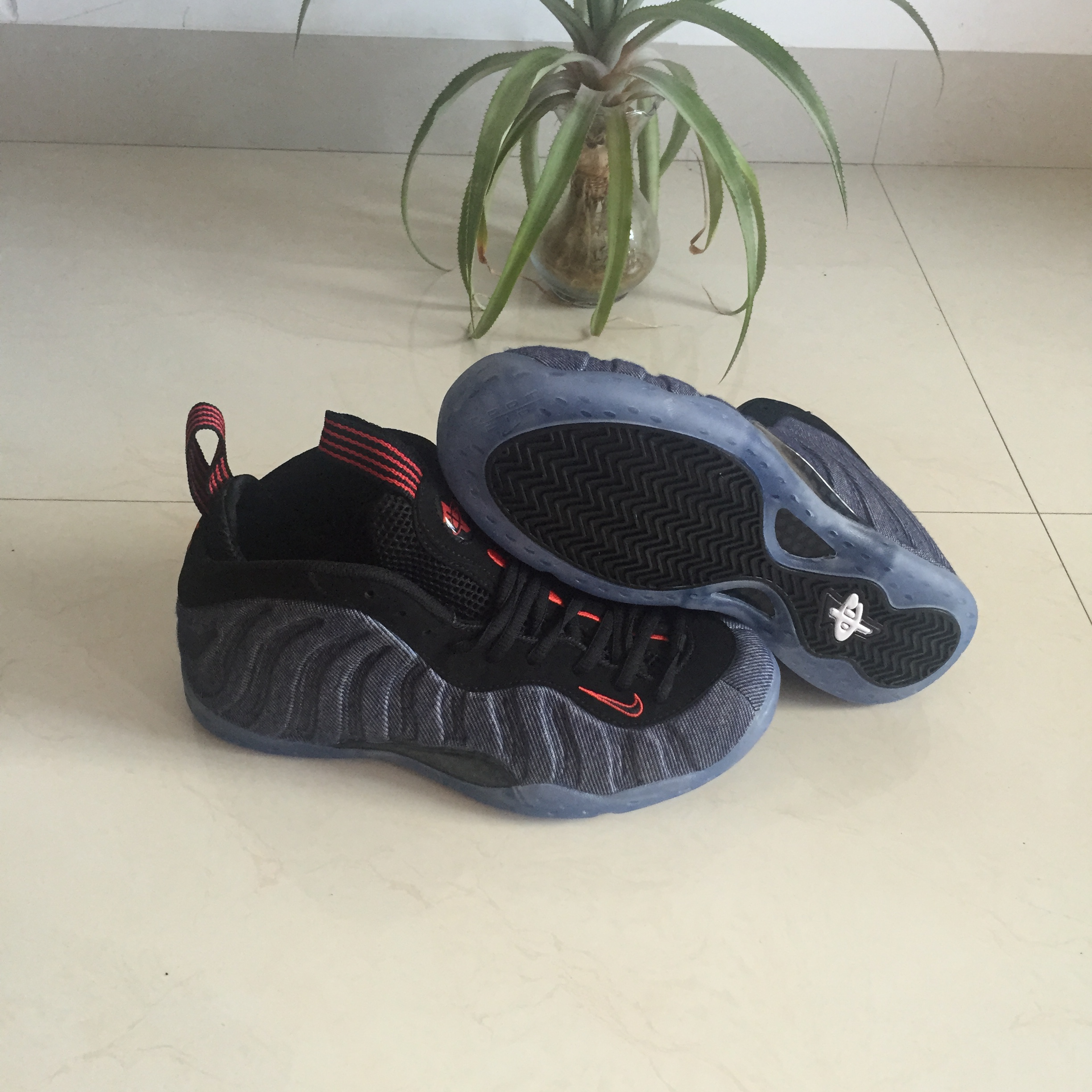 Nike Air Foamposite Pro Jean Blue Black Red Shoes